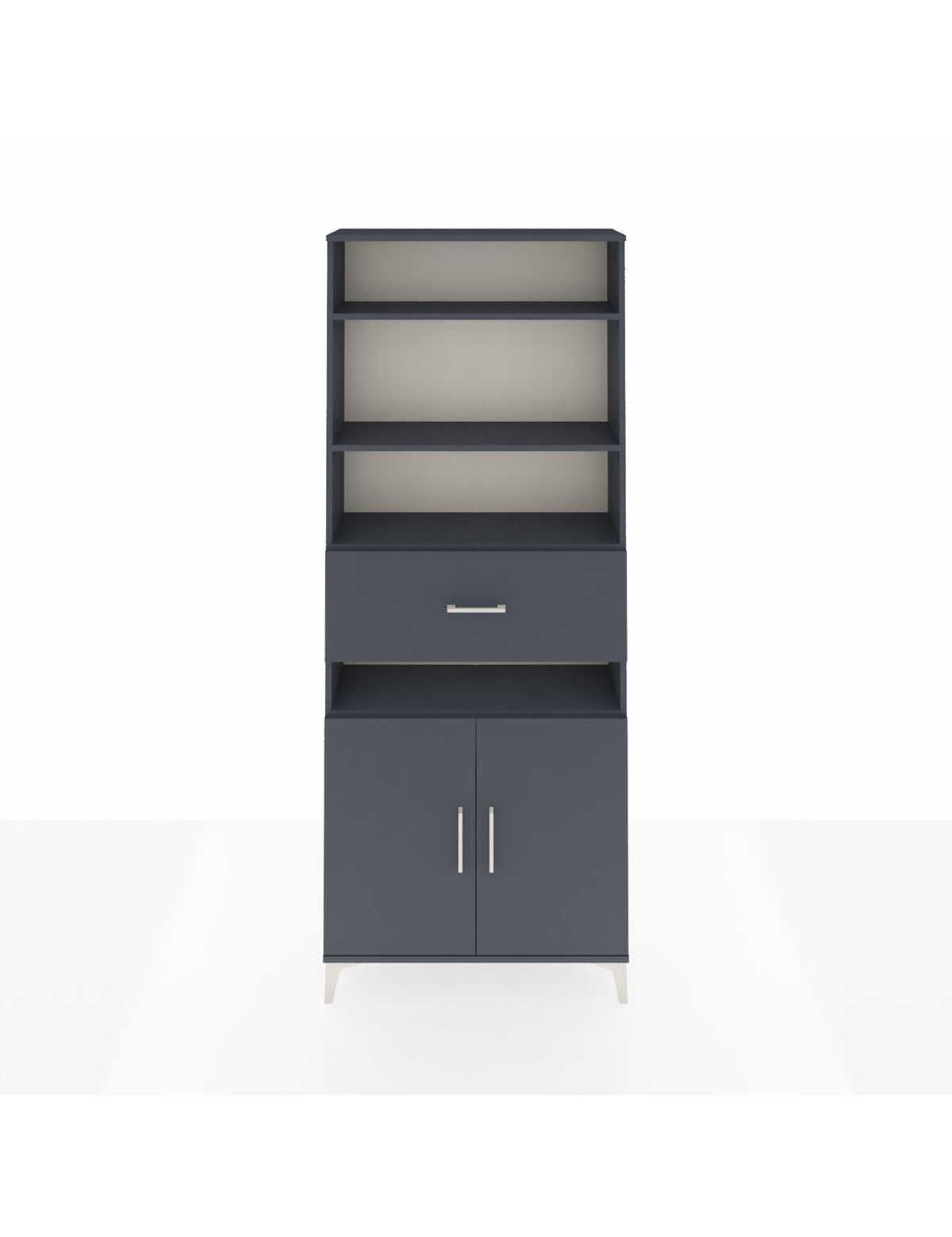 Arges Dolap 5 Raflı Tek Çekmeceli 2 Kapaklı 88x30x221 Antrasit-Antrasit