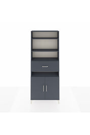 Arges Dolap 5 Raflı Tek Çekmeceli 2 Kapaklı 88x30x221 Antrasit-Antrasit