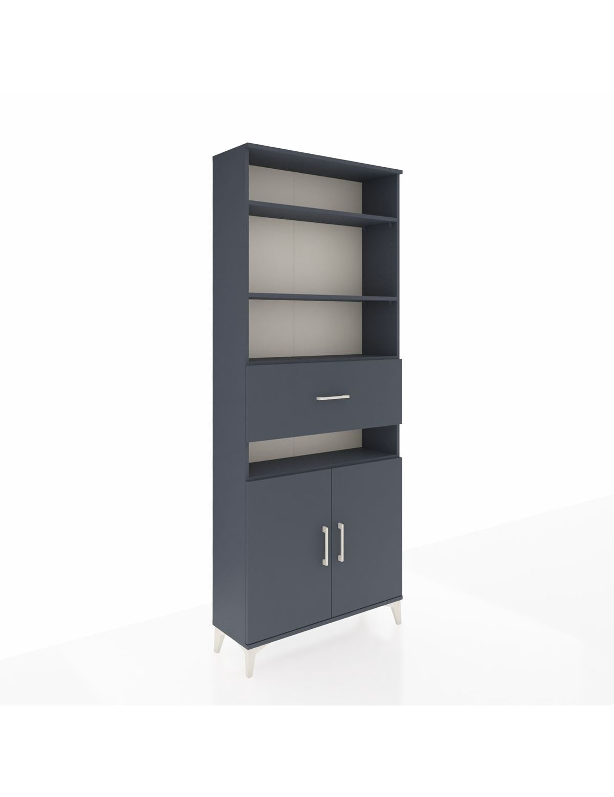 Arges Dolap 5 Raflı Tek Çekmeceli 2 Kapaklı 88x30x221 Antrasit-Antrasit