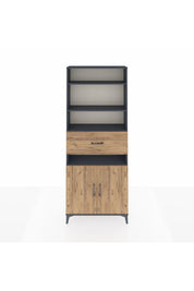 Arges Dolap 5 Raflı Tek Çekmeceli 2 Kapaklı 88x30x221 Antrasit-Çam