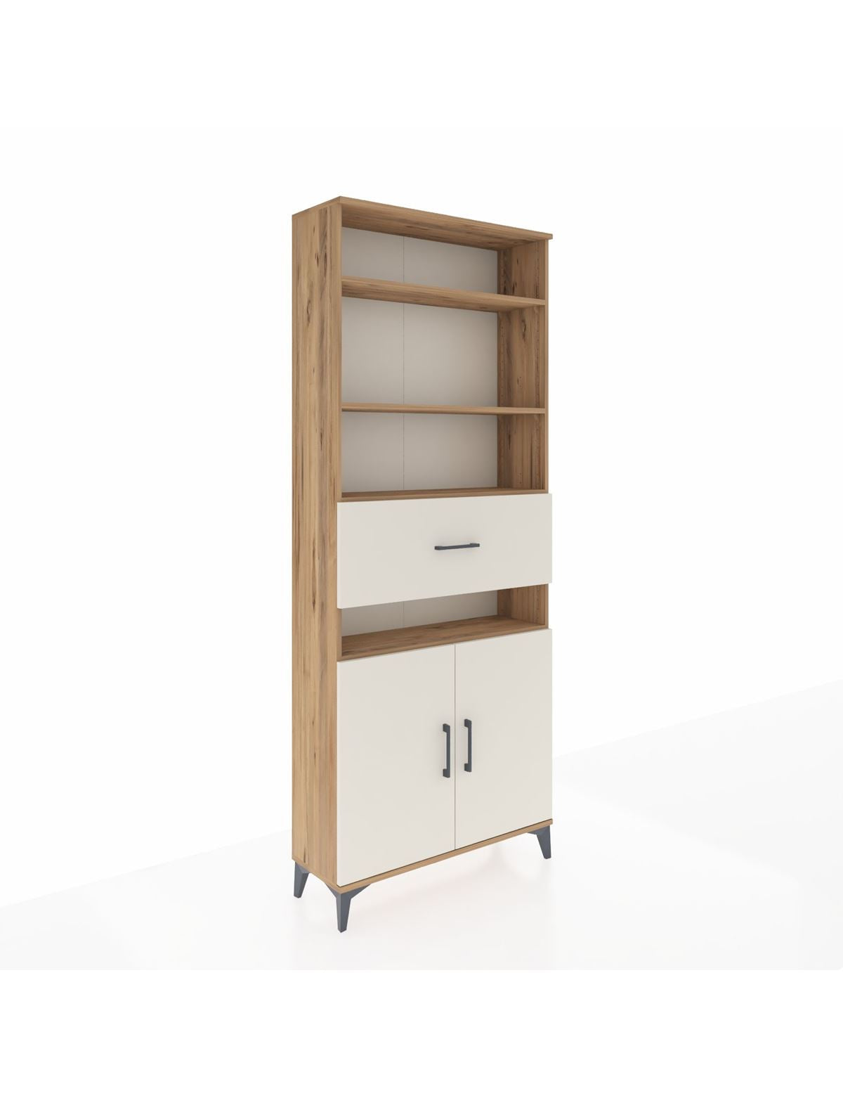 Arges Dolap 5 Raflı Tek Çekmeceli 2 Kapaklı 88x30x221 Çam-Aytaşı