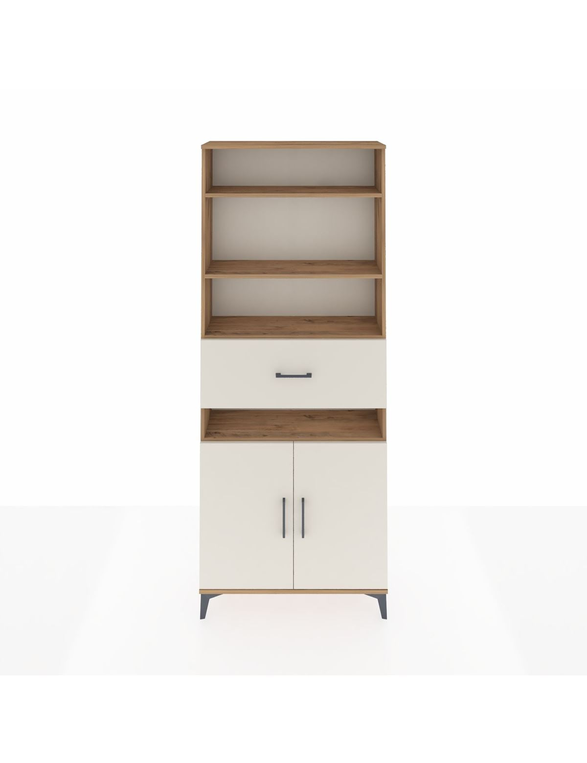 Arges Dolap 5 Raflı Tek Çekmeceli 2 Kapaklı 88x30x221 Çam-Aytaşı