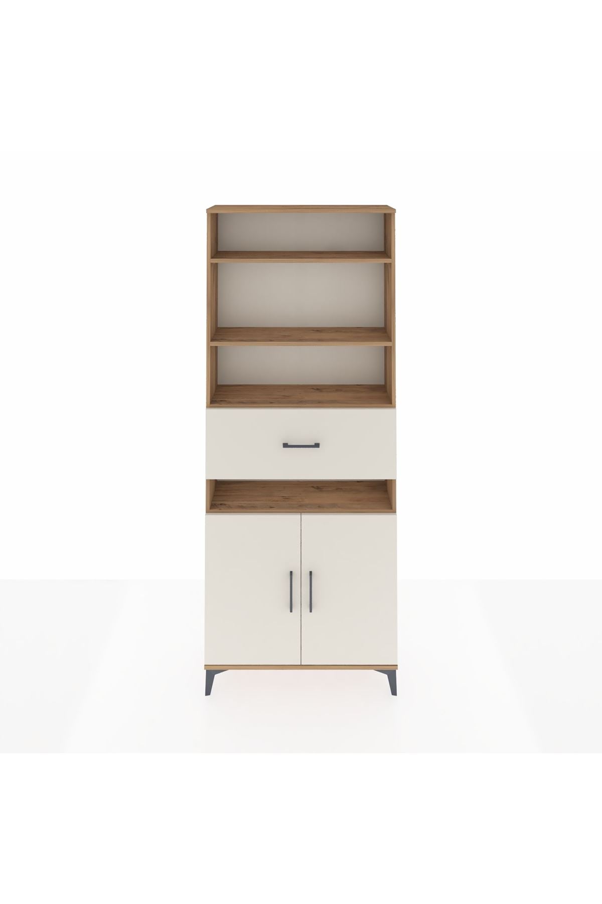 Arges Dolap 5 Raflı Tek Çekmeceli 2 Kapaklı 88x30x221 Çam-Aytaşı