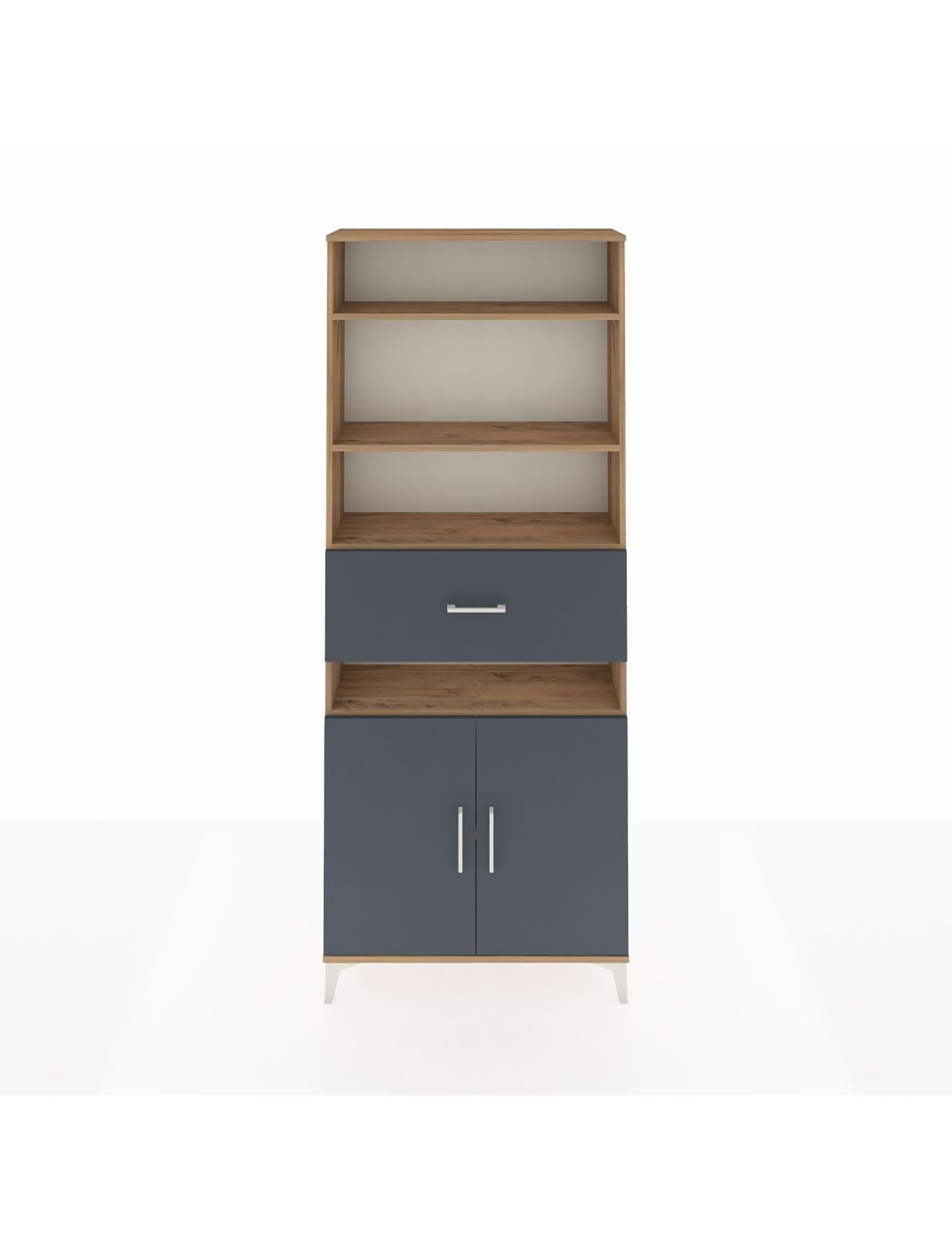 Arges Dolap 5 Raflı Tek Çekmeceli 2 Kapaklı 88x30x221 Çam-Antrasit