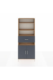 Arges Dolap 5 Raflı Tek Çekmeceli 2 Kapaklı 88x30x221 Çam-Antrasit