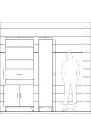 Arges Dolap 5 Raflı Tek Çekmeceli 2 Kapaklı 88x30x221 Çam-Antrasit