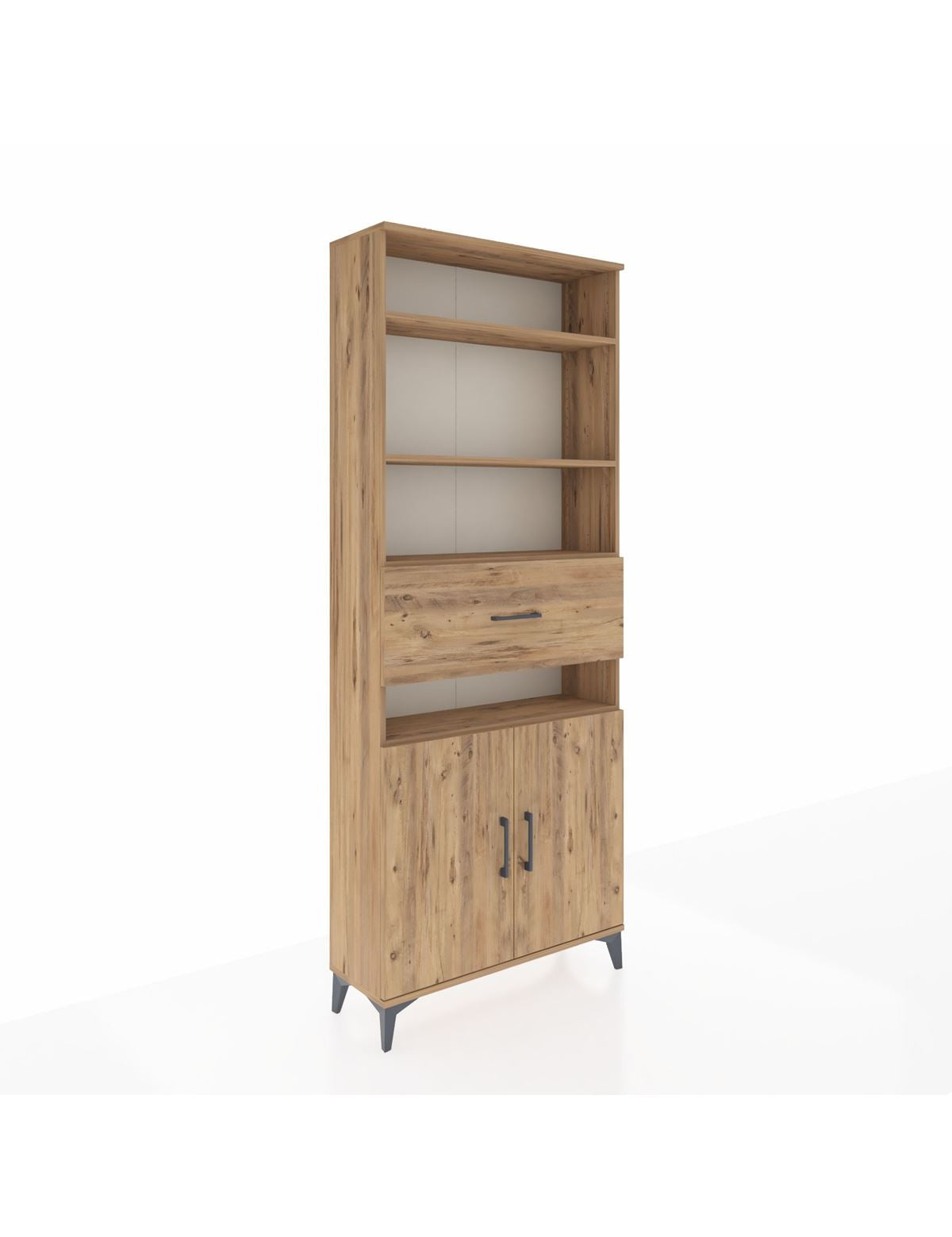 Arges Dolap 5 Raflı Tek Çekmeceli 2 Kapaklı 88x30x221 Çam-Çam