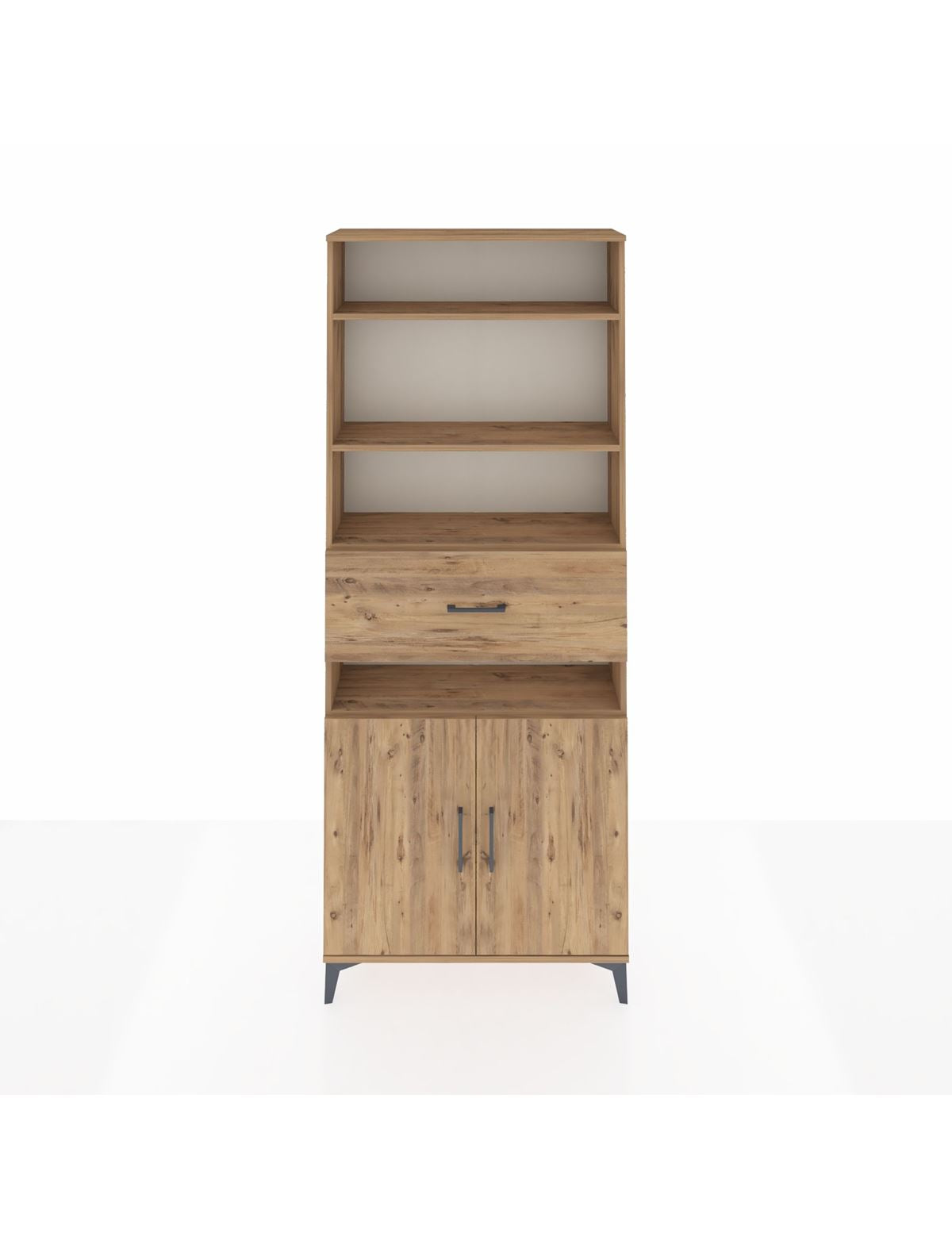 Arges Dolap 5 Raflı Tek Çekmeceli 2 Kapaklı 88x30x221 Çam-Çam