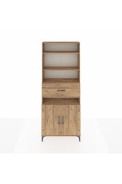 Arges Dolap 5 Raflı Tek Çekmeceli 2 Kapaklı 88x30x221 Çam-Çam