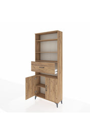 Arges Dolap 5 Raflı Tek Çekmeceli 2 Kapaklı 88x30x221 Çam-Çam