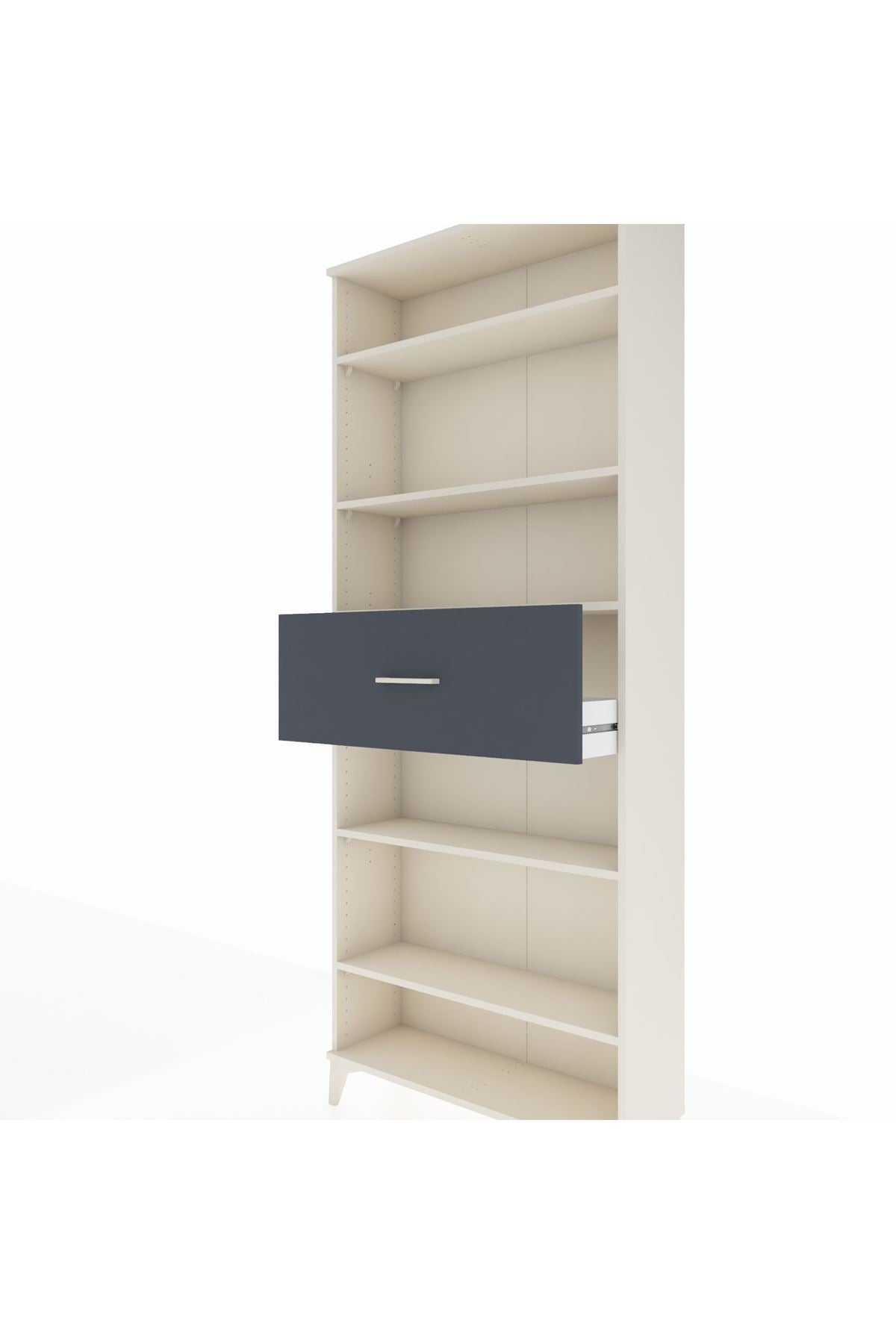 Arges Dolap 5 Raflı Tek Çekmeceli 88x30x221 Aytaşı-Antrasit