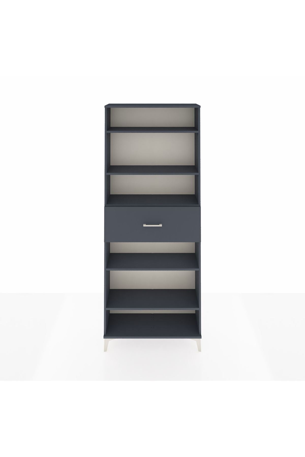 Arges Dolap 5 Raflı Tek Çekmeceli 88x30x221 Antrasit-Antrasit