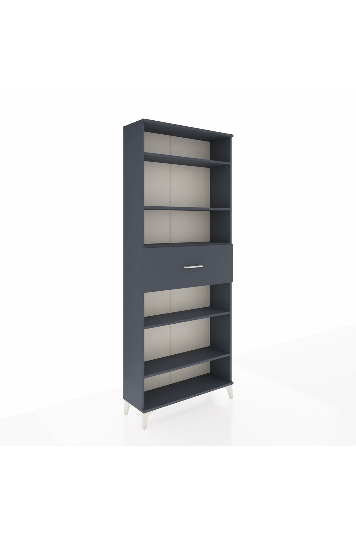 Arges Dolap 5 Raflı Tek Çekmeceli 88x30x221 Antrasit-Antrasit