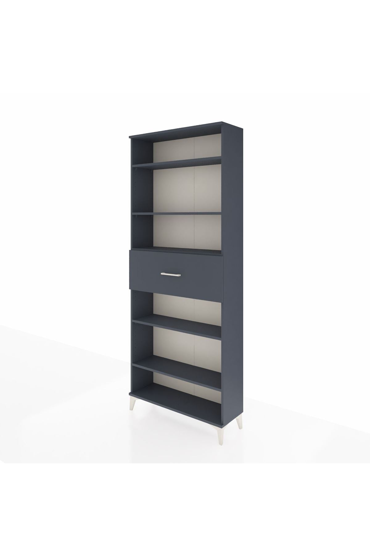 Arges Dolap 5 Raflı Tek Çekmeceli 88x30x221 Antrasit-Antrasit