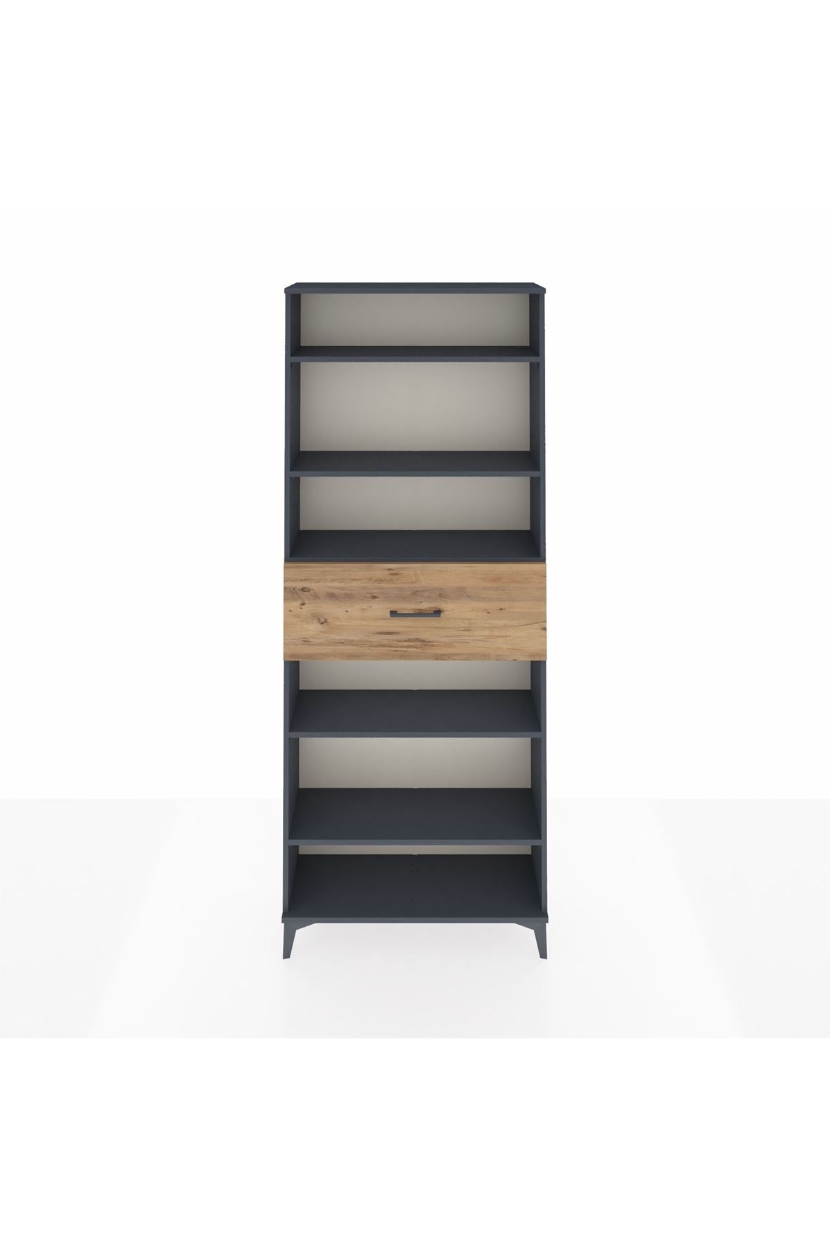 Arges Dolap 5 Raflı Tek Çekmeceli 88x30x221 Antrasit-Çam