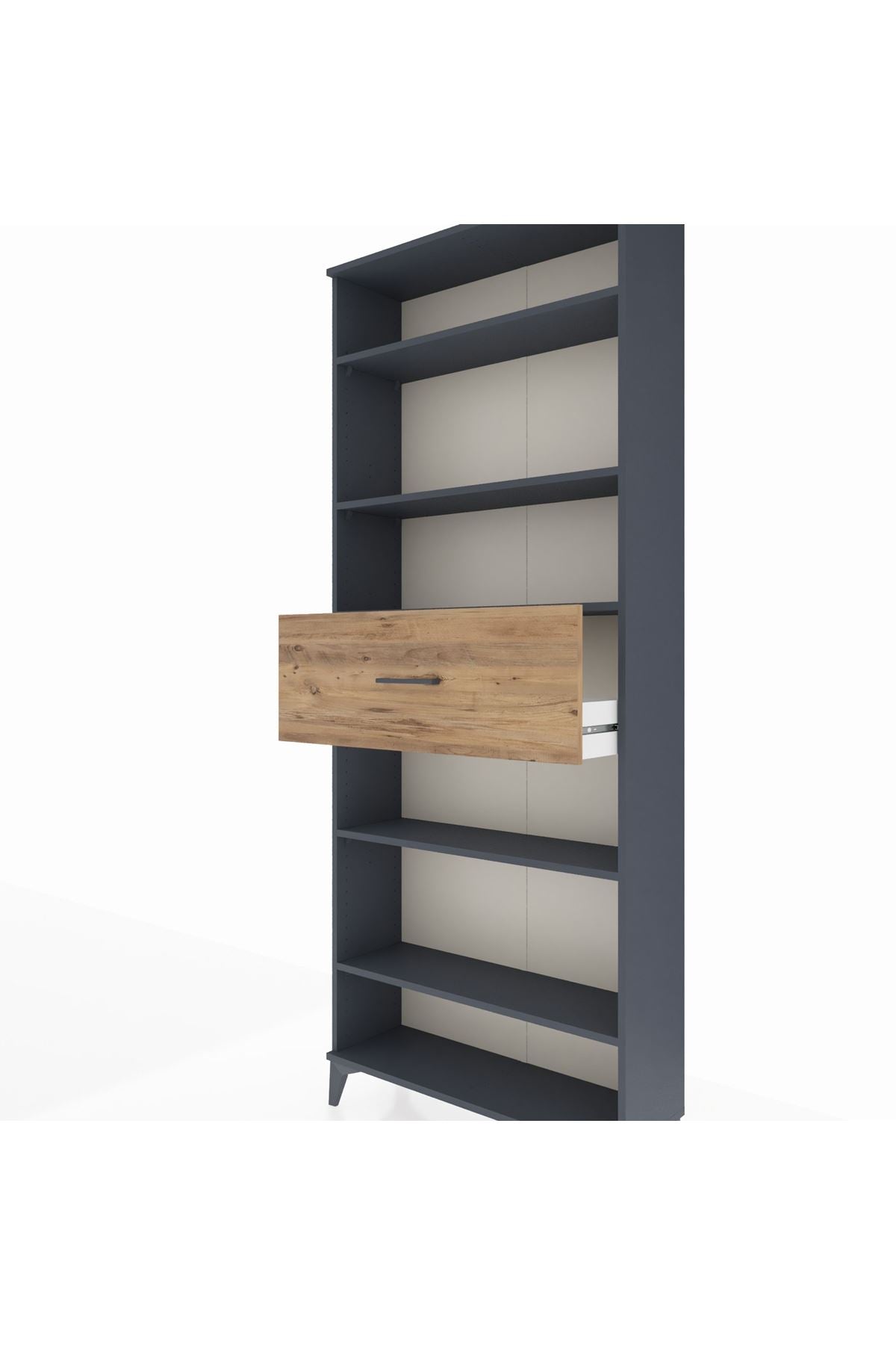 Arges Dolap 5 Raflı Tek Çekmeceli 88x30x221 Antrasit-Çam