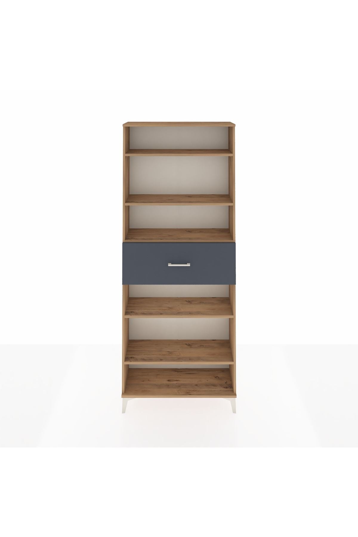 Arges Dolap 5 Raflı Tek Çekmeceli 88x30x221 Çam-Antrasit