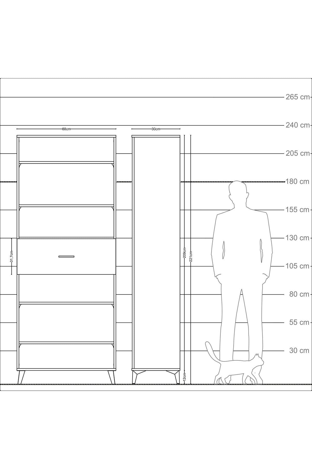 Arges Dolap 5 Raflı Tek Çekmeceli 88x30x221 Çam-Çam