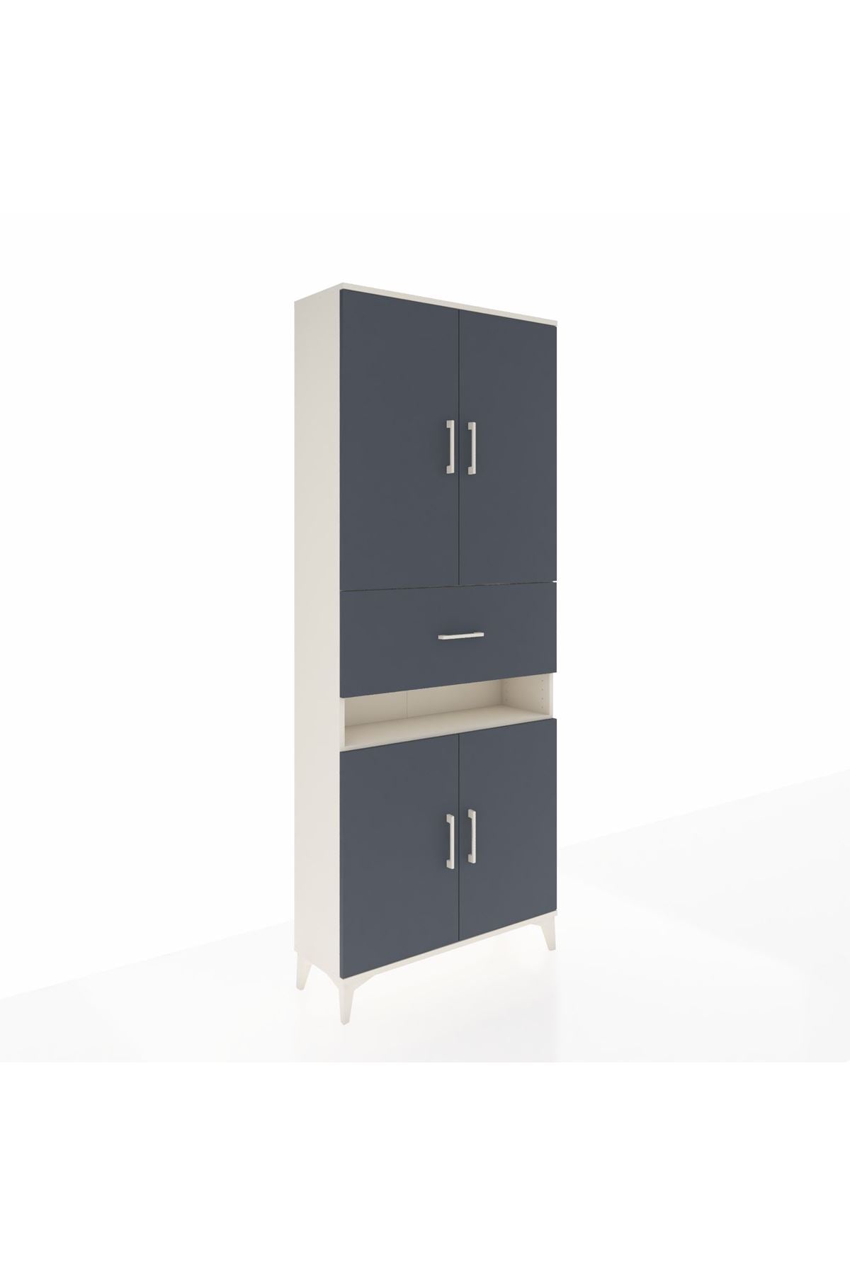 Arges Dolap 5 Raflı Tek Çekmeceli 4 Kapaklı 88x30x221 Aytaşı-Antrasit