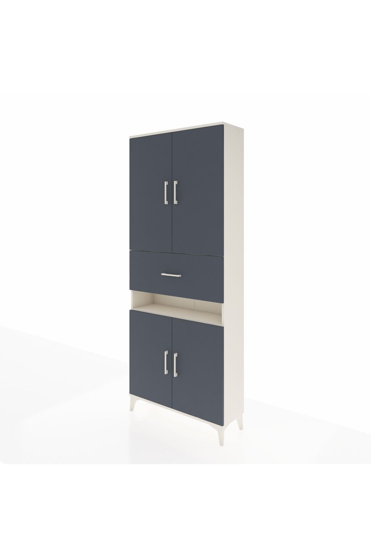 Arges Dolap 5 Raflı Tek Çekmeceli 4 Kapaklı 88x30x221 Aytaşı-Antrasit