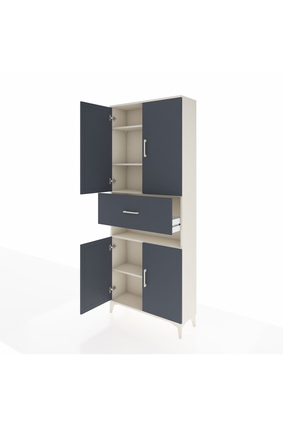 Arges Dolap 5 Raflı Tek Çekmeceli 4 Kapaklı 88x30x221 Aytaşı-Antrasit