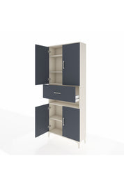 Arges Dolap 5 Raflı Tek Çekmeceli 4 Kapaklı 88x30x221 Aytaşı-Antrasit