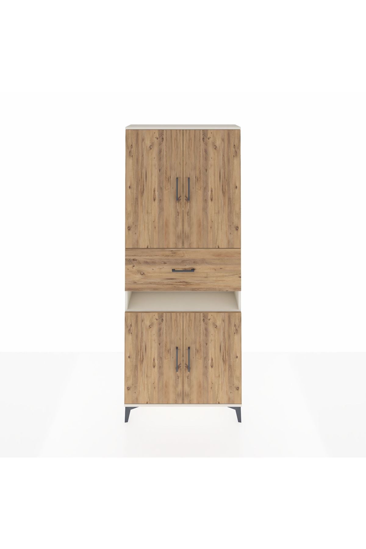 Arges Dolap 5 Raflı Tek Çekmeceli 4 Kapaklı 88x30x221 Aytaşı-Çam