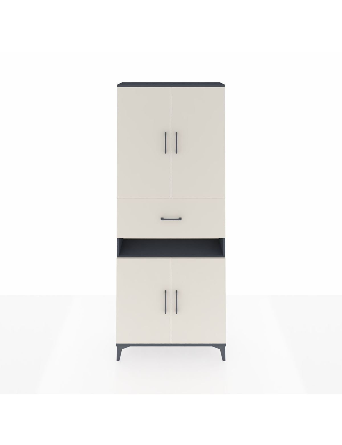 Arges Dolap 5 Raflı Tek Çekmeceli 4 Kapaklı 88x30x221 Antrasit-Aytaşı