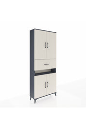 Arges Dolap 5 Raflı Tek Çekmeceli 4 Kapaklı 88x30x221 Antrasit-Aytaşı