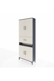Arges Dolap 5 Raflı Tek Çekmeceli 4 Kapaklı 88x30x221 Antrasit-Aytaşı