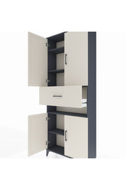 Arges Dolap 5 Raflı Tek Çekmeceli 4 Kapaklı 88x30x221 Antrasit-Aytaşı