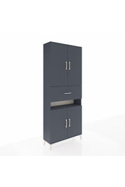 Arges Dolap 5 Raflı Tek Çekmeceli 4 Kapaklı 88x30x221 Antrasit-Antrasit