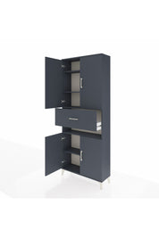 Arges Dolap 5 Raflı Tek Çekmeceli 4 Kapaklı 88x30x221 Antrasit-Antrasit