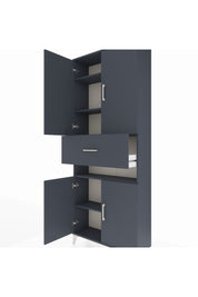 Arges Dolap 5 Raflı Tek Çekmeceli 4 Kapaklı 88x30x221 Antrasit-Antrasit
