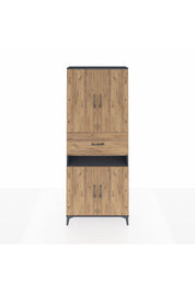 Arges Dolap 5 Raflı Tek Çekmeceli 4 Kapaklı 88x30x221 Antrasit-Çam