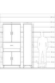 Arges Dolap 5 Raflı Tek Çekmeceli 4 Kapaklı 88x30x221 - S30M182V6A