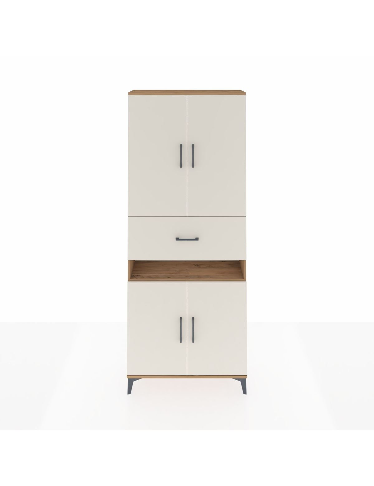 Arges Dolap 5 Raflı Tek Çekmeceli 4 Kapaklı 88x30x221 Çam-Aytaşı