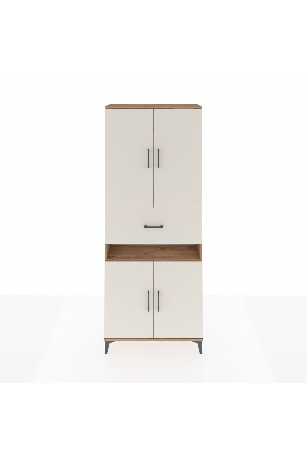 Arges Dolap 5 Raflı Tek Çekmeceli 4 Kapaklı 88x30x221 Çam-Aytaşı