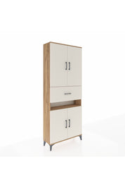 Arges Dolap 5 Raflı Tek Çekmeceli 4 Kapaklı 88x30x221 Çam-Aytaşı