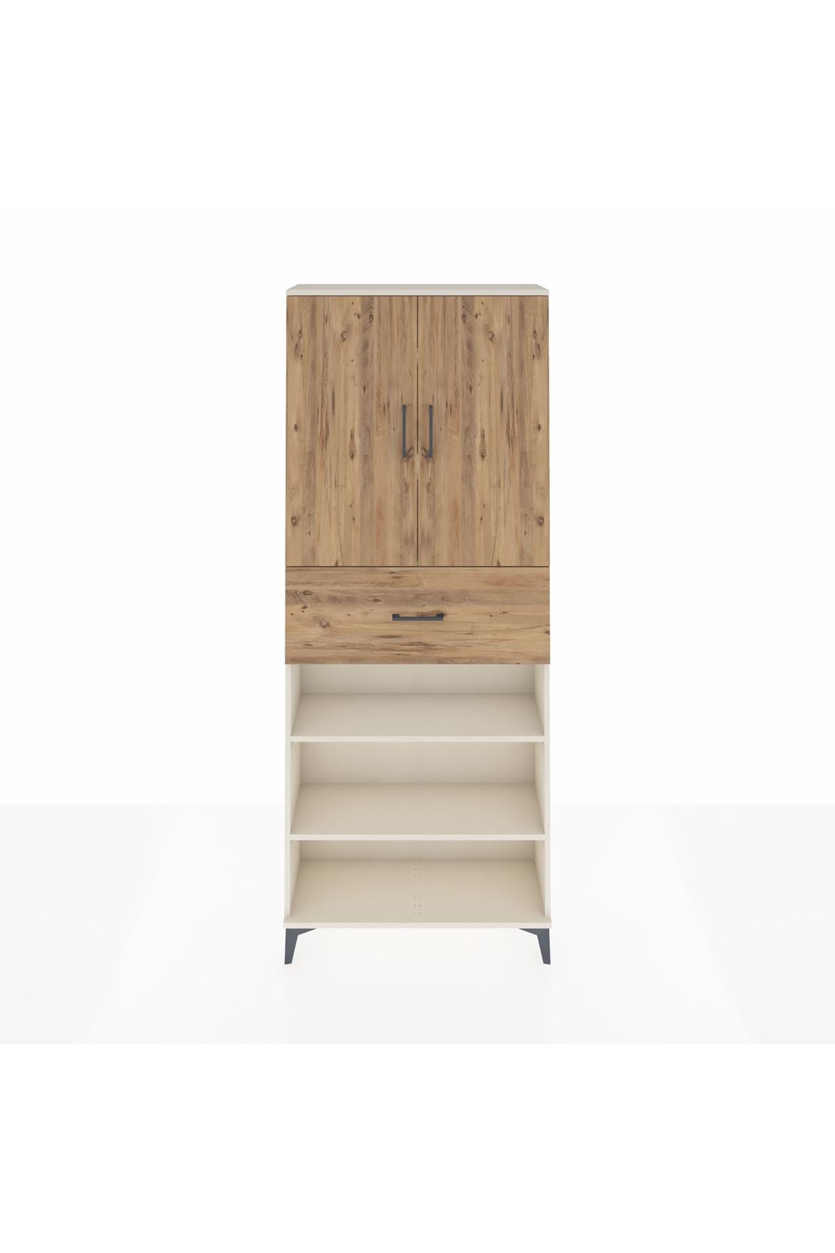 Arges Dolap 5 Raflı Tek Çekmeceli 2 Kapaklı 88x30x221 Aytaşı-Çam