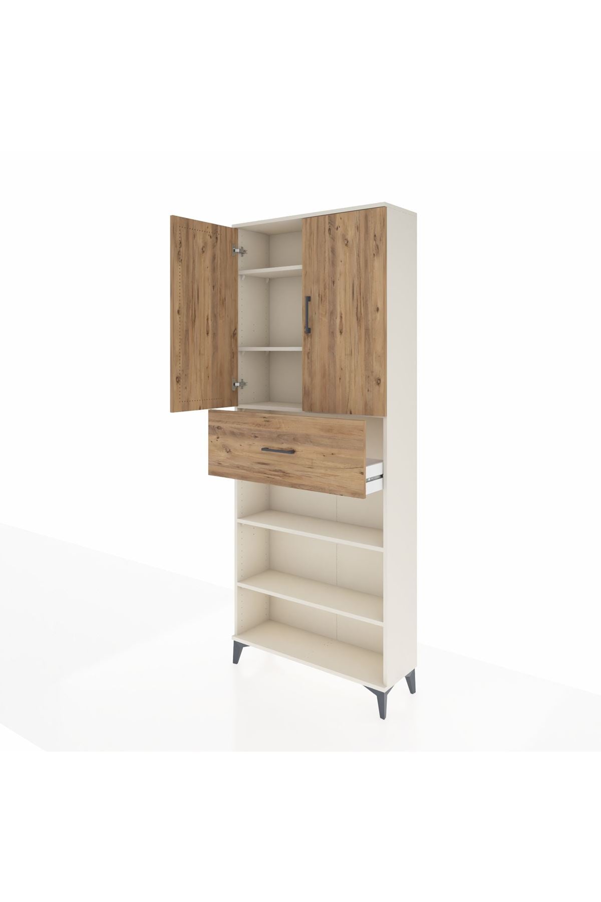 Arges Dolap 5 Raflı Tek Çekmeceli 2 Kapaklı 88x30x221 Aytaşı-Çam