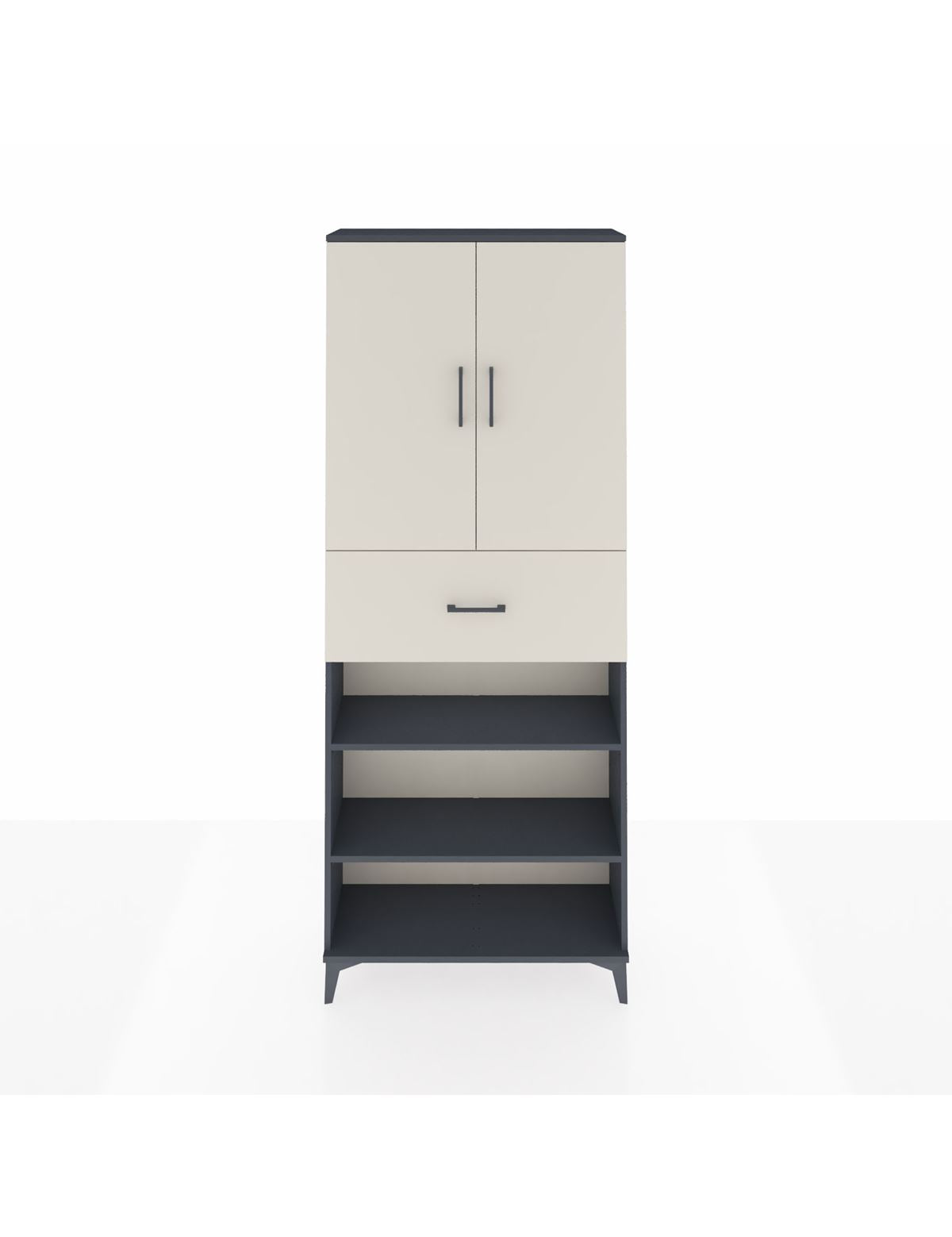 Arges Dolap 5 Raflı Tek Çekmeceli 2 Kapaklı 88x30x221 Antrasit-Aytaşı