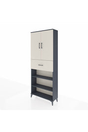 Arges Dolap 5 Raflı Tek Çekmeceli 2 Kapaklı 88x30x221 Antrasit-Aytaşı