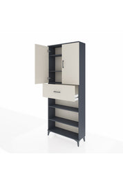 Arges Dolap 5 Raflı Tek Çekmeceli 2 Kapaklı 88x30x221 Antrasit-Aytaşı