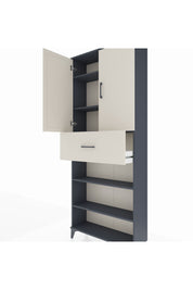 Arges Dolap 5 Raflı Tek Çekmeceli 2 Kapaklı 88x30x221 Antrasit-Aytaşı