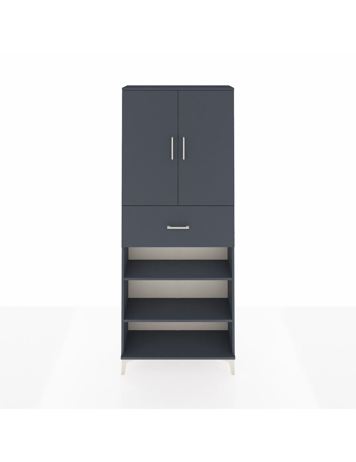 Arges Dolap 5 Raflı Tek Çekmeceli 2 Kapaklı 88x30x221 Antrasit-Antrasit