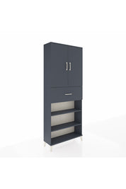 Arges Dolap 5 Raflı Tek Çekmeceli 2 Kapaklı 88x30x221 Antrasit-Antrasit