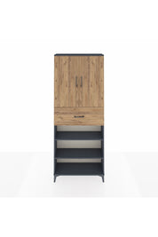 Arges Dolap 5 Raflı Tek Çekmeceli 2 Kapaklı 88x30x221 Antrasit-Çam