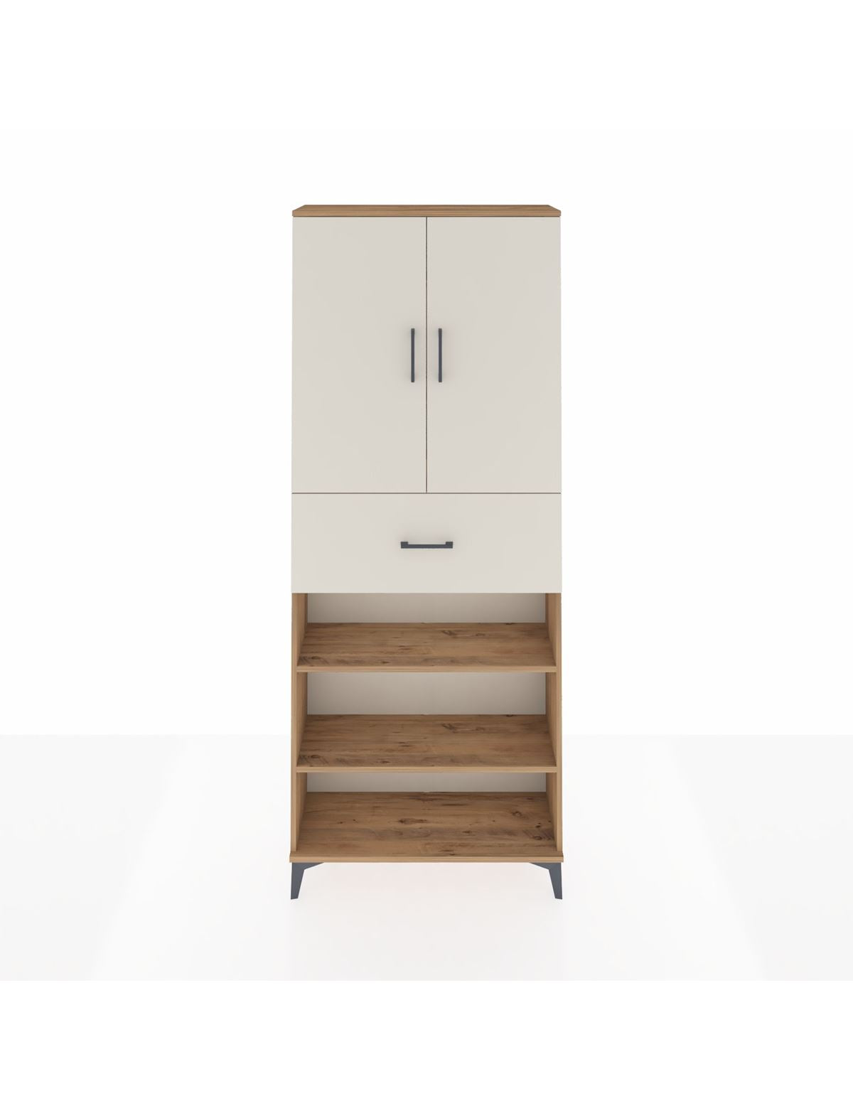 Arges Dolap 5 Raflı Tek Çekmeceli 2 Kapaklı 88x30x221 Çam-Aytaşı