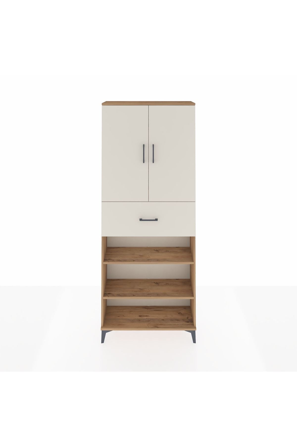 Arges Dolap 5 Raflı Tek Çekmeceli 2 Kapaklı 88x30x221 Çam-Aytaşı